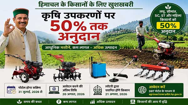 कृषि मशीनों पर 50 फीसदी सब्सिडी देगी सरकार